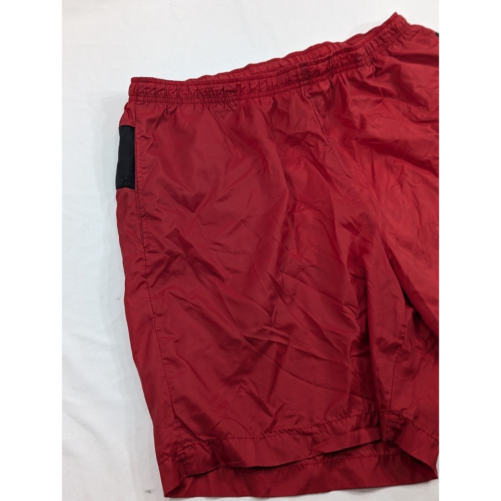 Vintage Nike Shorts XXL Red Nylon Stretch‎ Embroidered Swoosh Hype Y2K Spellout